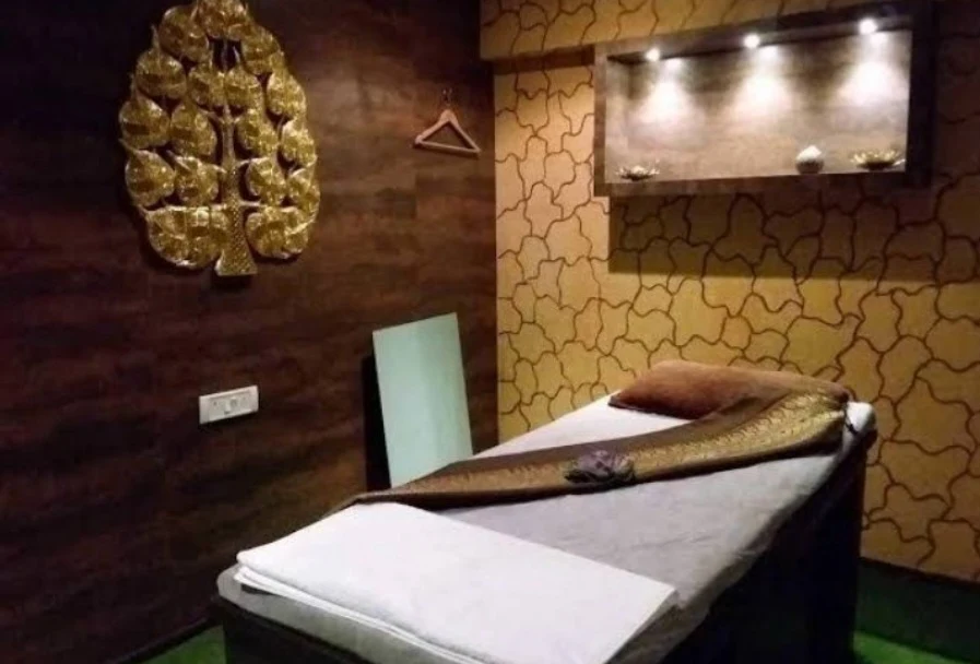 Treatment bed ready for a Thai massage