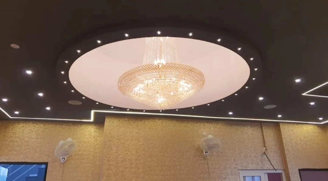 Crystal chandelier lighting in the spa lounge