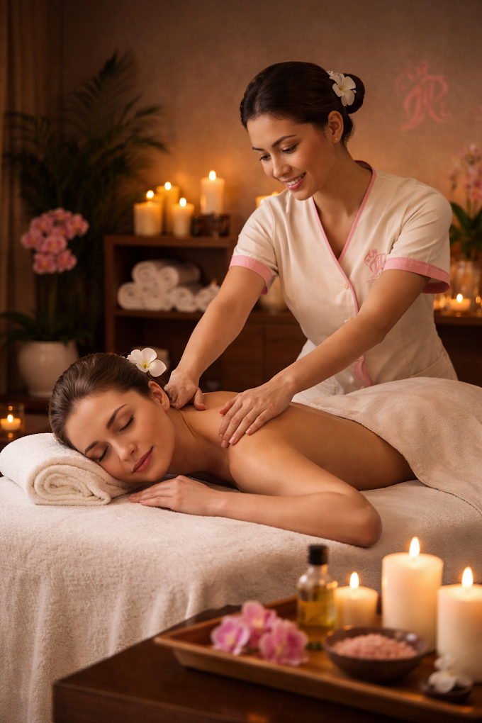 Therapist performing a signature Thai massage at Just Relax Thai Spa, Calangute Goa